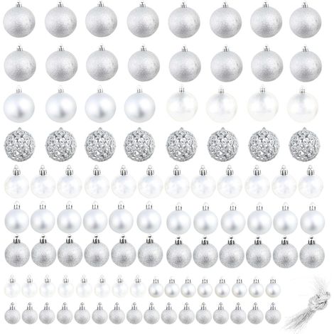 Ensemble de boules de Noël 100 pcs 3/4/6 cm Argenté (1/5)