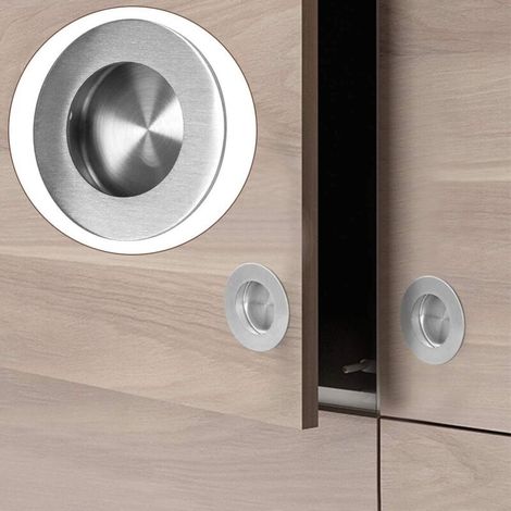 Maniglie rotonde incassate per cassetti in acciaio inox (4 pezzi, argento) (1/3)
