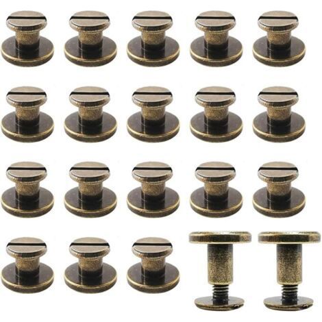 FENOPLASTICARivet a Visser fer Jeux de Rivets Laiton Rivets Rivets Cuir Rivet en Métal,pour Le Cuir Fait à La Main Artisanat et Reliure 20 Paires (9x5mm) (1/5)