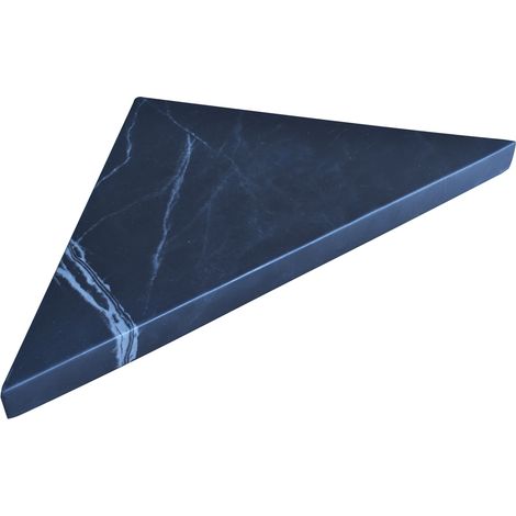 Etagère d'angle en résine imitation marbre - 24 x 24 cm x 2,4 cm d'épaisseur - noir (1/3)