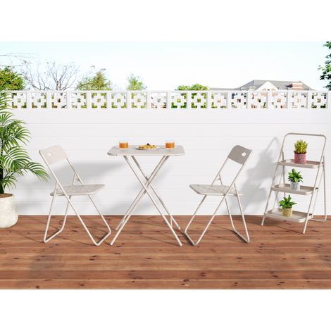 stuhl sessel klappbar bistroset stahl beige OKMYHOME (1/3)