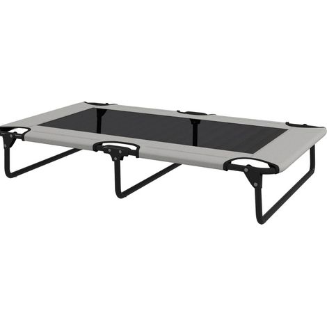 Lit surélevé pour chien grand format en tissu respirant gris clair, pliable et robuste (1/5)