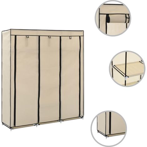 Armoire Meuble de rangement,Armoire avec compartiments et barres Crème 150x45x175 cm Tissu -80460 (1/5)