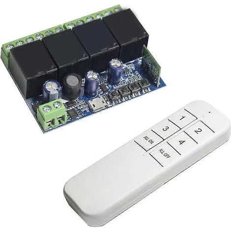 Intelligentes 4-Kanal-WLAN-Schalt-/Relaismodul, 6-Tasten-Fernbedienung, drahtloser Schalttimer. (1/5)