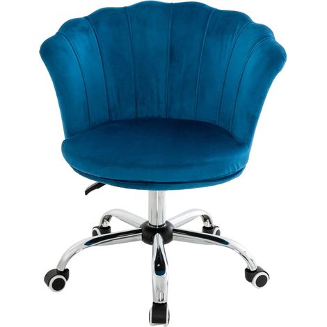 Adjustable Velvet Arm Chair Rolling Mid-Back Shell Leisure Vanity Chair Swivel (1/2)