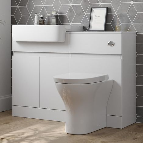 Artis Bathroom Toilet WC Basin Sink Vanity Unit Combination White Gloss 600mm (1/5)