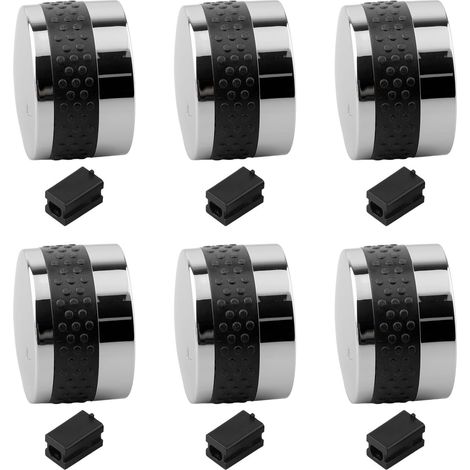Lot de 5 boutons de valve de gaz chromés, boutons de commande de barbecue à gaz avec adaptateurs pour tige de valve en forme de D, 5 pièces (6 pièces) (1/5)