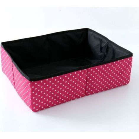 Litière Pliable Portable pour Chat général, étanche, Propre et Douce la Maison l'extérieur - rose rouge, L (1/4)