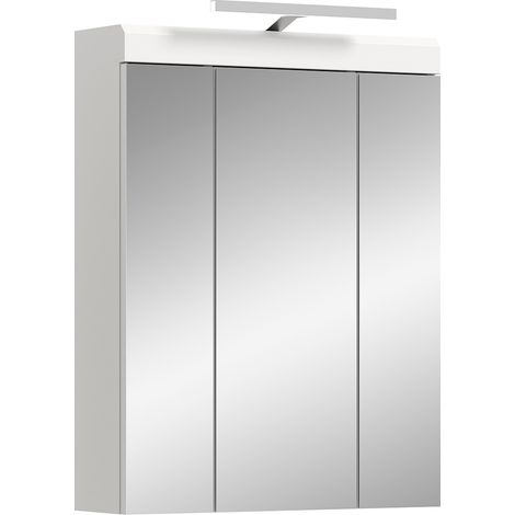 Badezimmer Spiegelschrank inkl. Beleuchtung, 60 cm breit, in weiß - SIROCO-158 (1/5)