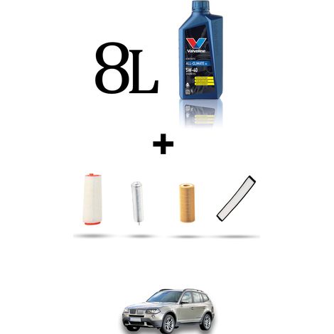 Kit tagliando 4 FILTRI e 8L OLIO compatibile con Bmw x3 (E83) 3.0d 160kw dal 2005 al 2010 (1/5)