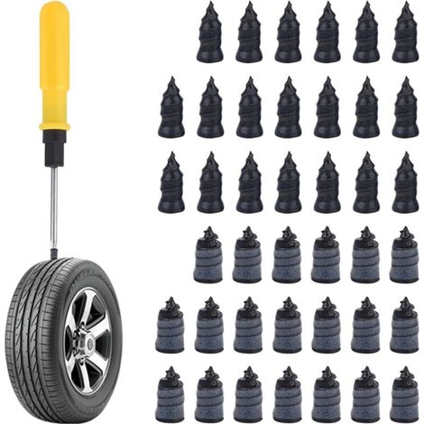 41-piece set, car and motorcycle tire repair nails with screwdriver, vacuum tire rubber nails, tire repair nails, suitable for cars and motorcycles (20 S+20 L+1 screwdriver) (1/5)