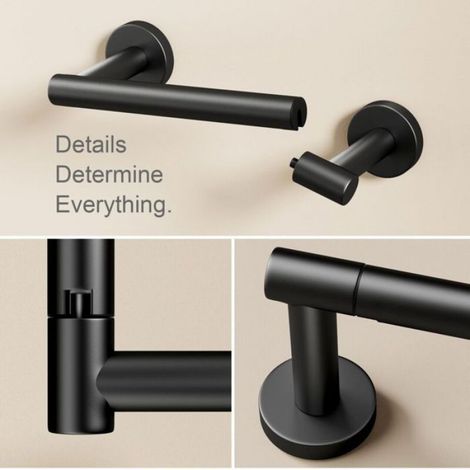 Porte-papier toilette noir mat, porte-rouleau de papier toilette rotatif à double colonne en acier inoxydable, pour montage mural (1/4)