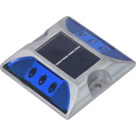 Solarbetriebene Pollerleuchte aus Aluminiumlegierung für Einfahrten, Gehwege und Außentreppen, wasserdicht (IP68), blaues Licht (1/5)