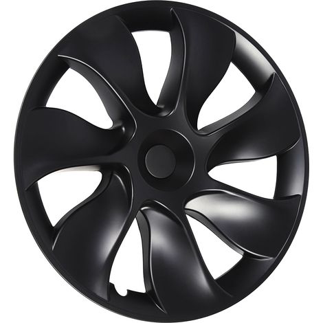 Couvercle de jante sportif de remplacement pour Tesla Model Y 2020 à 2023, 4 pièces, capuchon de moyeu de roue 19 pouces, Style tourbillon, noir brillant (1/5)