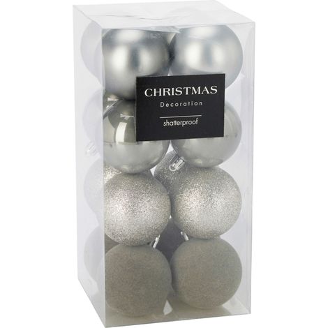 Mömax Christbaumkugel-Set Letty Silberfarben, 16-teilig