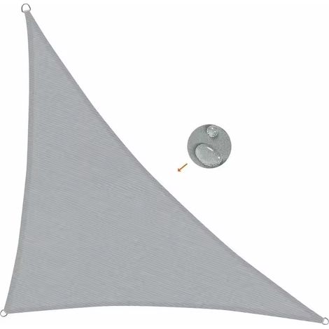 Voile d'ombrage triangulaire, tissu gris clair imperméable et anti-UV pour terrasse, jardin, terrasse, extérieur et balcon, 5 x 5 x 5 m (1/5)