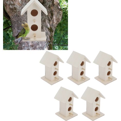 Maisonnette pour oiseaux - Nichoir Bois Jardin Décoratif - Ensemble 5 Pièces Résistant aux Intempéries pour Passereaux (1/5)