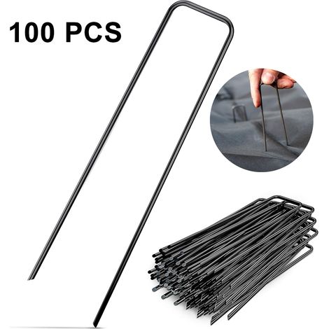 Clous À Gazon En Forme De U - Acier Carbone Galvanisé 2,8 Mm - Pour Tapis D'Herbe Artificielle Toile Anti-Weed Et Câbles Extérieurs - 100 Pièces (1/5)