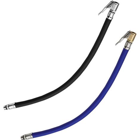 Pompa per auto in 2 pezzi, 38 cm, 12,5 mm, nera e blu, in gomma e metallo, tubo di prolunga per pompa per pneumatici, tubo di prolunga per pompa ad aria, pressione dell'aria (1/5)