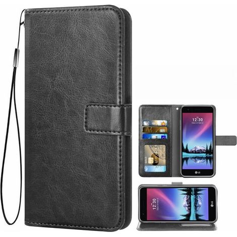 Étui pour LG K4 2017, Coque Premium en Cuir PU et TPU, Housse à Rabat avec Fermeture Magnétique, Porte-Cartes, Fonction Support, Portefeuille avec Cordon de Sécurité (1/5)