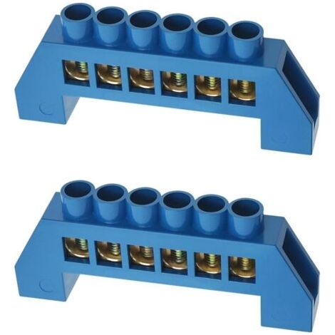 2pcs 6-Hole Bridge Terminal Blocks Copper Connector Strip Electrical Equipment Terminal Block for Domestic and Industrial Power Distribution Replacement