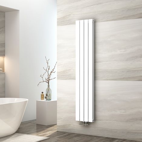 EMKE Radiateur à Eau Chaude, Radiateur plat Double couche connexion centrale, Montage mural vertical design, Blanc 160x30cm
