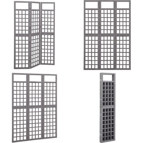 Biombo/Enrejado de 3 paneles madera de abeto gris 121x180 cm - Enrejado de madera - Divisor de habitación