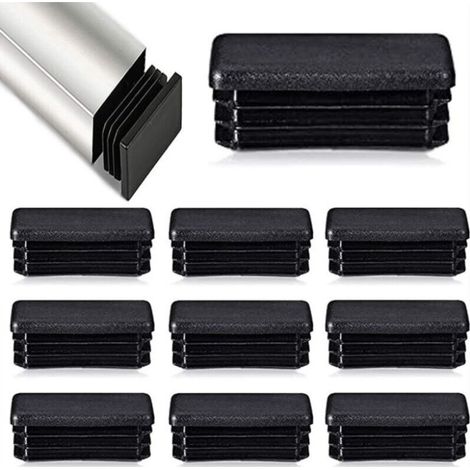 Pack of 12 slotted plugs for rectangular tubes - 80 x 40 mm - For metal tubes - For tubular chairs and furniture - Black (1/4)