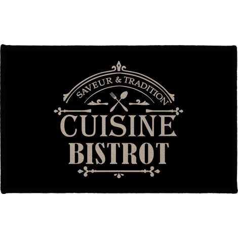 Tapis de Cuisine "Saveur" 50x80cm Noir