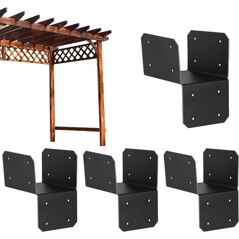 4 soportes para pérgola, conectores de techo de alta resistencia, para uso en graneros, patios y cocheras. (1/5)