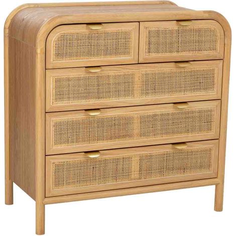 Cómoda de madera y ratán marrón 80x40x81h cm (1/5)