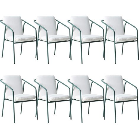 Set mit 8 Stühlen und Sitzkissen ASCIANO Metall Grün (1/5)