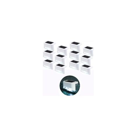 Ensemble de 12 lampes solaires d'escalier, lampes solaires étanches pour éclairage extérieur de terrasse, lampes solaires blanches pour escaliers et marches extérieures (1/5)