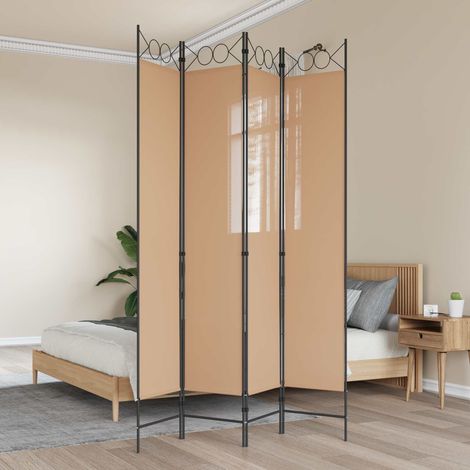 vidaXL Paravento a 4 Pannelli Beige 160 x 220 cm Tessuto