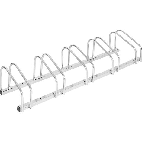 WOLTU Soporte para Aparcar 5 Bicicletas Aparcamiento para Bicis Fácil Montaje en Suelo y Pared Uso Interior y Exterior Garaje y Jardín Hierro Galvanizado Antioxidación (1/5)