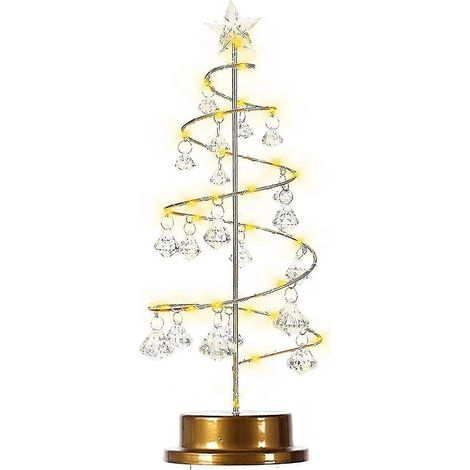Lampe de table sapin de Noël en cristal, support décoratif en spirale en fer forgé (1/5)