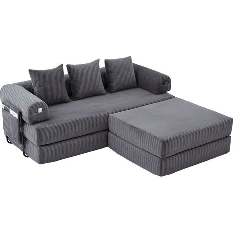 CHICFURN Divano modulare 200x190x67 cm in corda grigio scuro con pouf, senza montaggio (1/5)