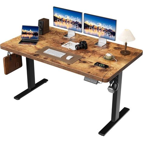 Schreibtisch Höhenverstellbar 140x80cm 2 Motoren Braun 140 x 80 cm Pro (1/5)