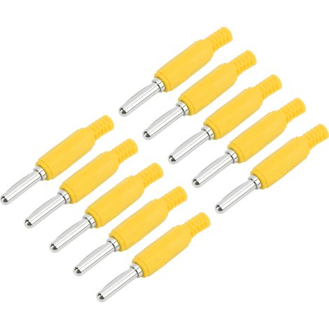 Lot de 10 fiches bananes mâles J.10023 4mm en laiton professionnel jaune pour accessoires de sécurité (1/5)