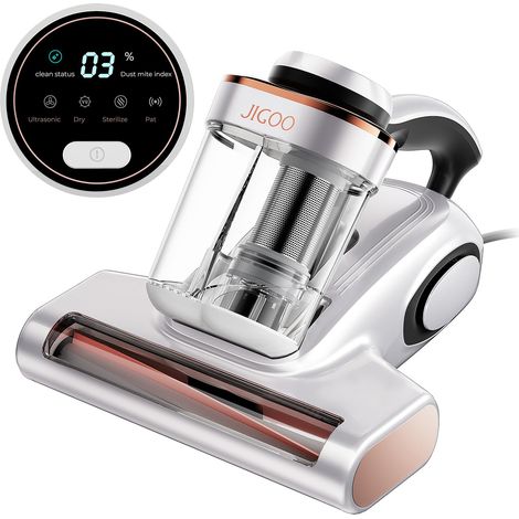 Aspirapolvere antiacari JIGOO J300: luce UV al 99,9%, potenza di aspirazione di 13 kPa, doppio serbatoio, sensore intelligente e ventola da 55°C (1/5)