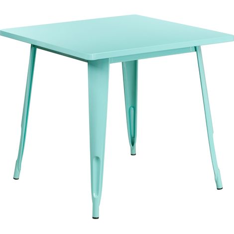 Meuble 80 cm carré en métal Table d'intérieure/extérieure, Métal, Vert Menthe, 31.5' W x 31.5' D x 29.5' H (1/4)