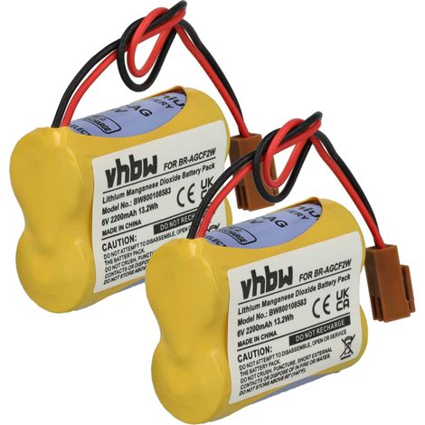 vhbw 2x Battery compatible with GE Fanuc Beta SVU Amplifier CNC Router, CNC Controller (2200 mAh, 6 V, Li-MnO2)