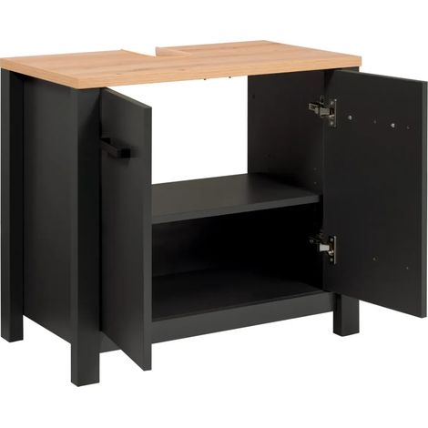 Mobile Bagno Sottolavabo 70 cm 2 Ante Antracite Rovere Idrorepellente (1/5)