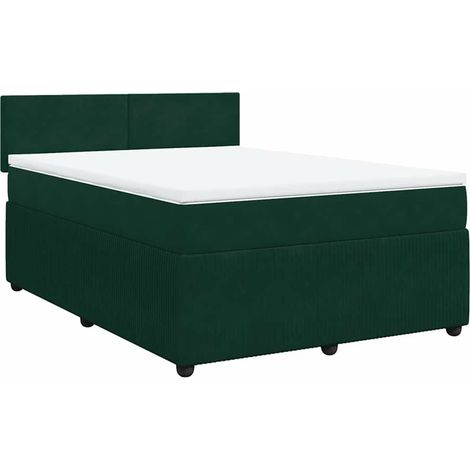 Maison Exclusive - Sommier à lattes de lit et matelas Vert foncé 140x200cm Velours (1/5)