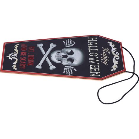 Halloween-Dekorationsset, hängende LED-Lichterkette mit Skelett- und Spinnenmotiv aus Holz für Partys (JM01291, Batterien enthalten) (1/5)