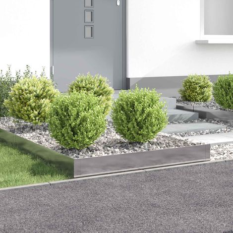 vidaXL Borde de Césped 4 uds. 100 x 100 x 20 cm Acero Plateado (1/5)