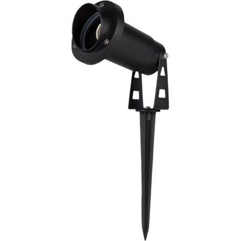 TrAdE Shop Traesio - Faretto Esterno Da Giardino Doppia Istallazione Con Picchetto Staffa Gu10 Ip65 Et-01 - Nero (1/5)