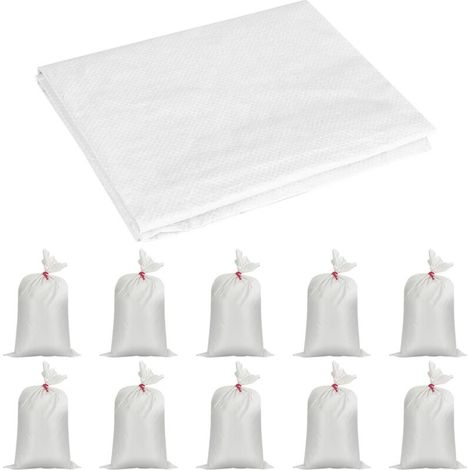 Lot de 10 sacs en tissu polypropylène - 80 x 50 cm - Sacs à céréales - Sacs d'inondation - Sacs de stockage - Sacs de jardin - Sacs à gravats - Sacs en tissu - Grand sac pour sable, saleté (1/5)
