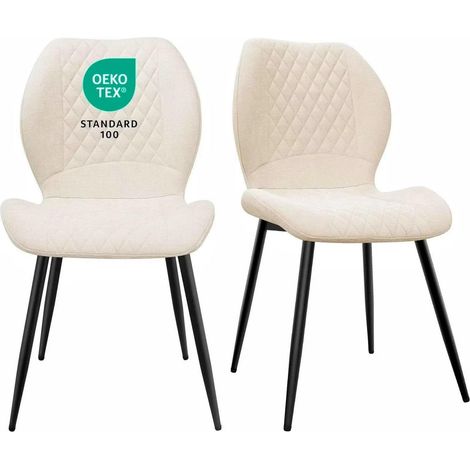 Esszimmerstühle 2er Set, gepolstert, ergonomisch, Leinen, beige (1/5)