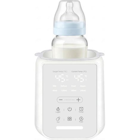 Intelligenter 8-in-1-Flaschenwärmer mit präziser Temperaturregelung für Muttermilch oder Säuglingsnahrung kombiniert Erwärmen, Sterilisieren, Warmhalten und Überhitzungsschutz.
